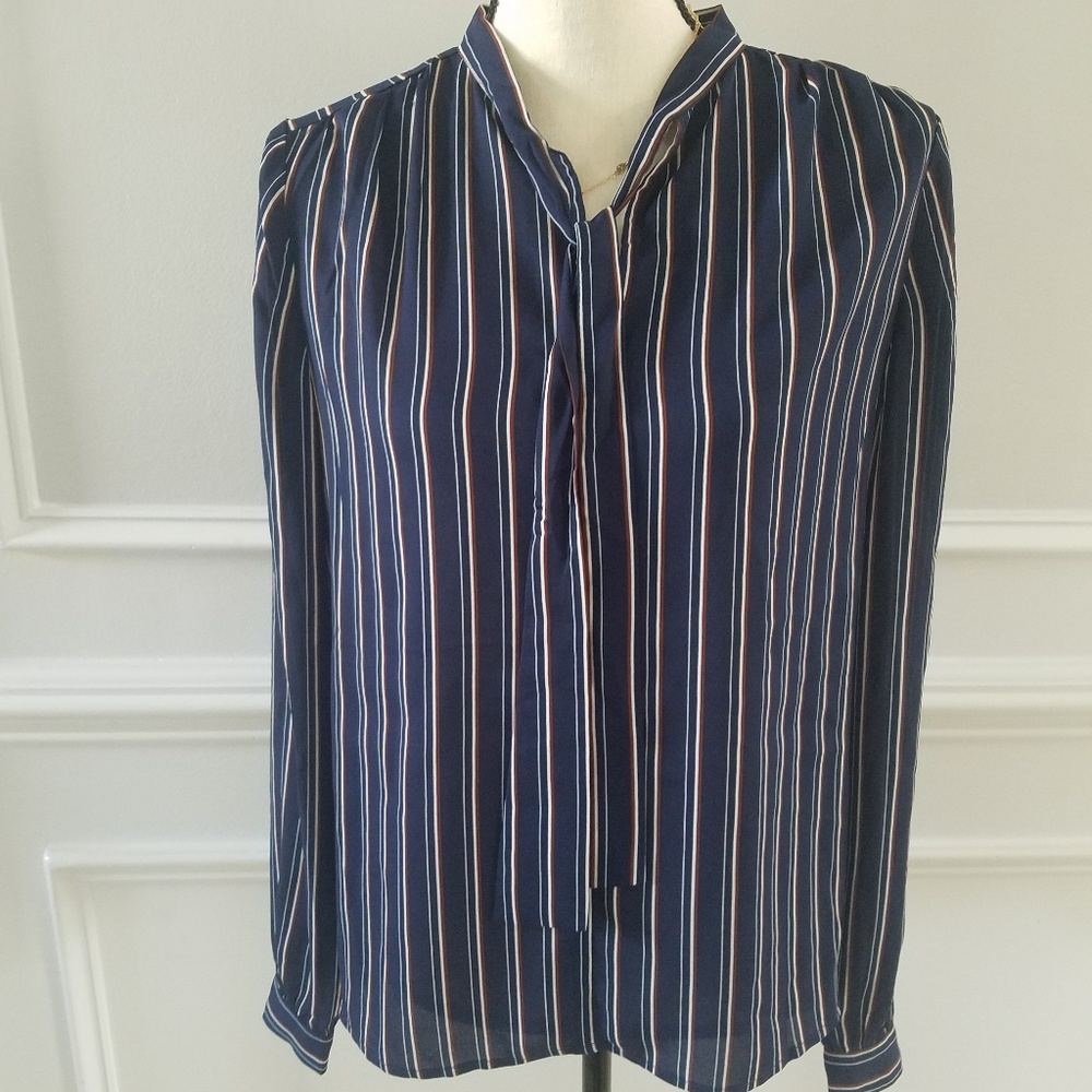 Stripped blue Multicolored long sleeve blouse - Picture 1 of 5